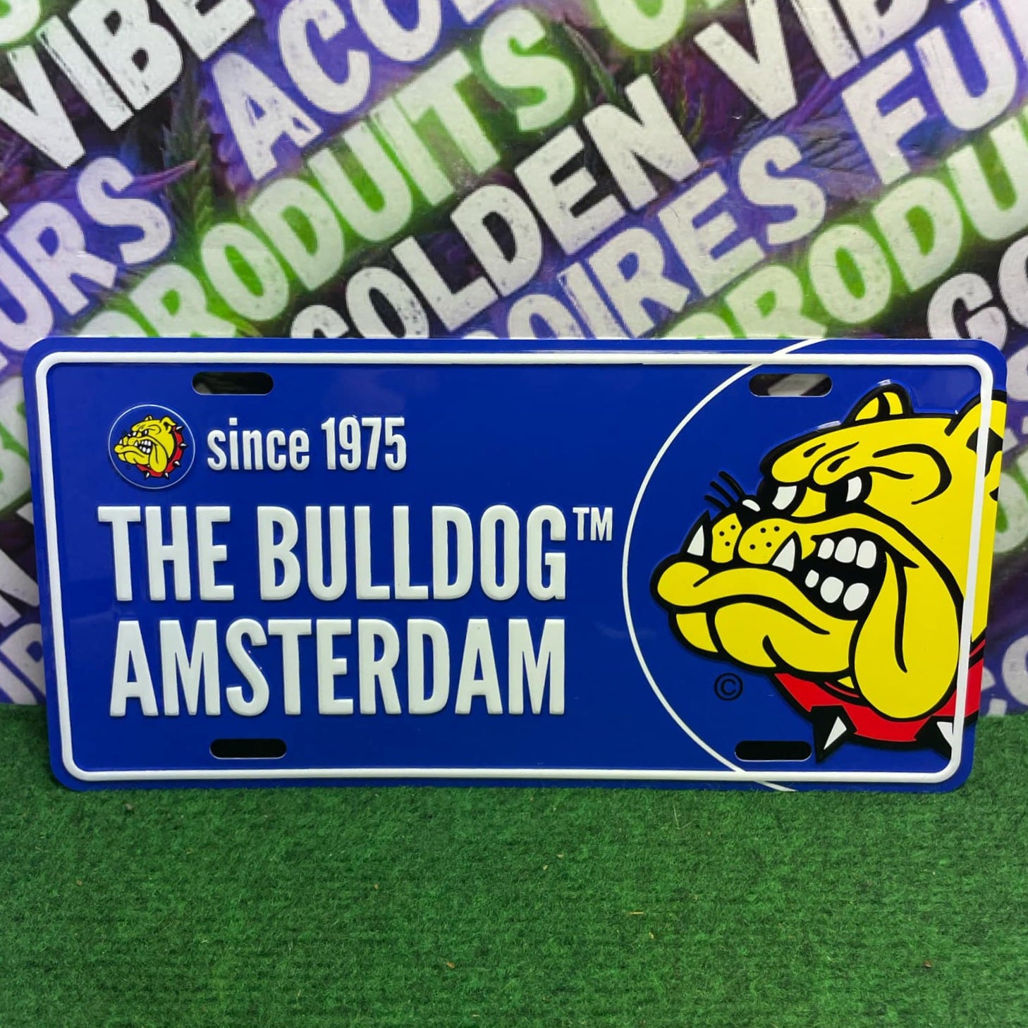 PLAQUE DECORATIVE THE BULLDOG BLEU