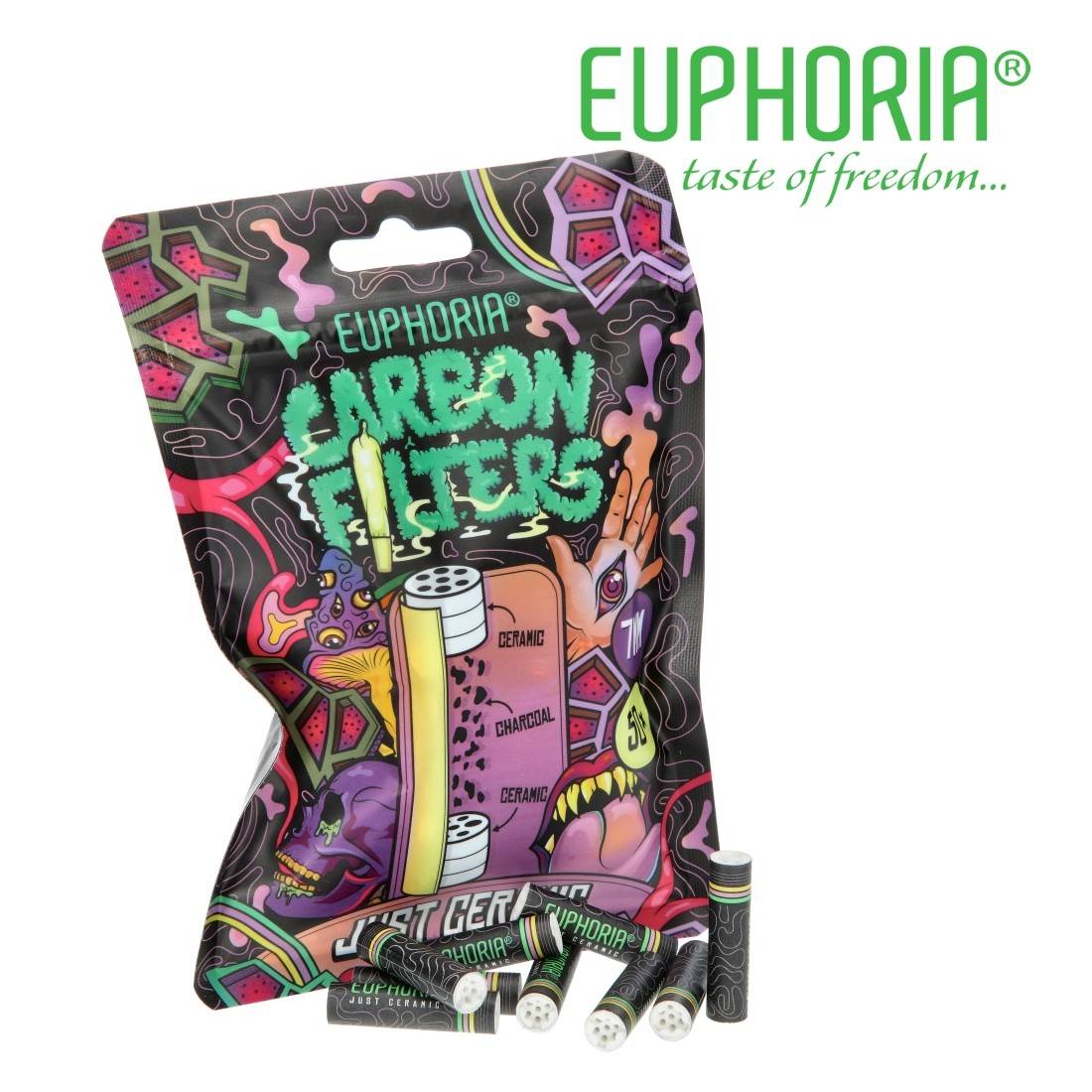 FILTRES EUPHORIA CHARBON ACTIF CERAMIQUE 7MM PAR 50
