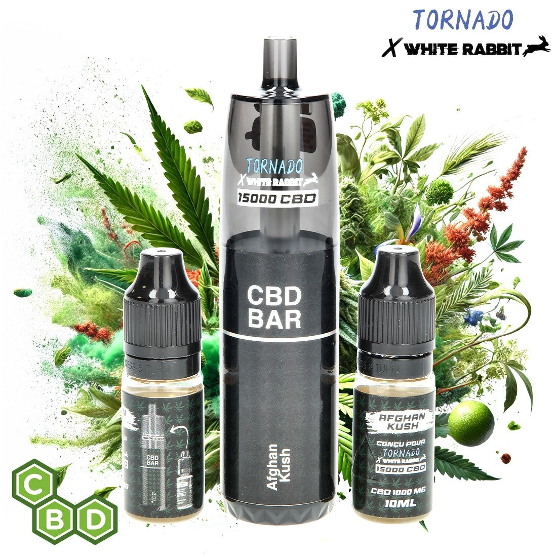 PUFF TORNADO X WHITE RABBIT CBD 1000MG AFGHAN KUSH 15000 PUFFS