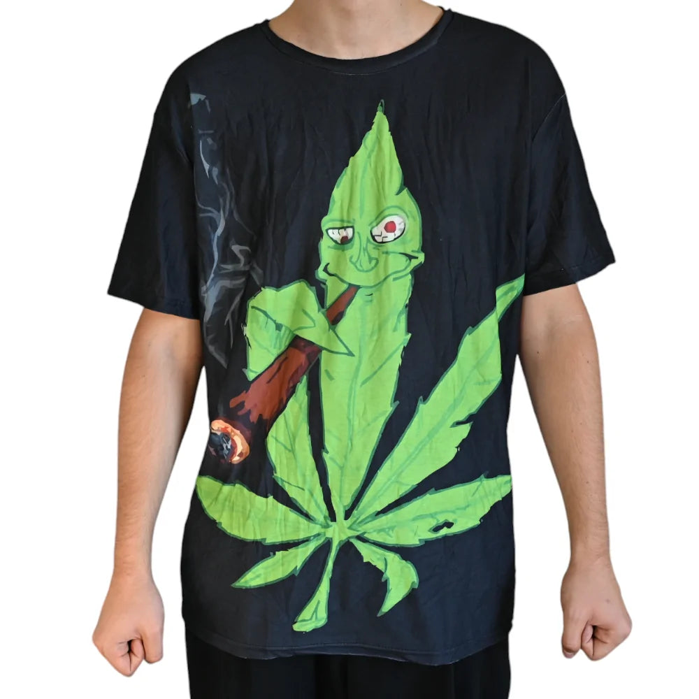 T-SHIRT CANNABIS LEAF CARTOON