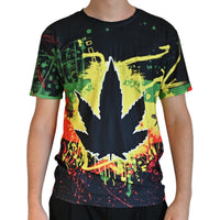 T-SHIRT CANNABIS RASTA PEINTURE