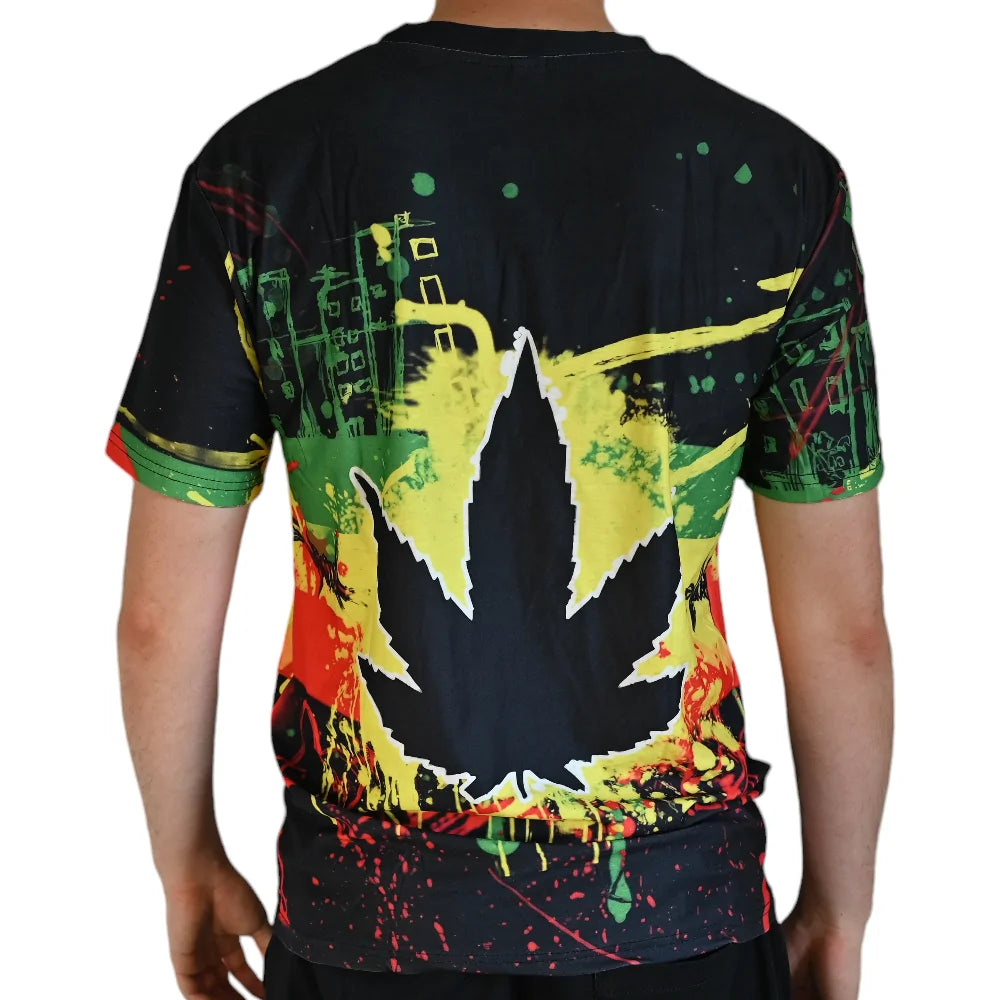 T-SHIRT CANNABIS RASTA PEINTURE